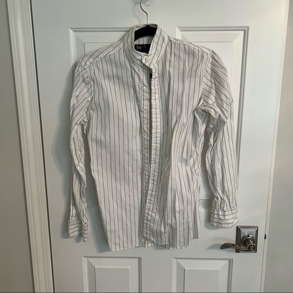 Essex White with pinstripe Equestrian Long Sleeve Shirt Size 36/10
